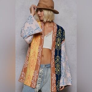 POL Colorful Floral Knit Cardigan